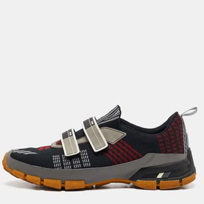 Pre-owned Prada Multicolor Knit Fabric Lace Up Sneakers Size 40