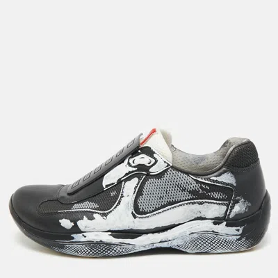 Pre-owned Prada Multicolor Leather And Mesh America's Lace Up Sneakers Size 37.5