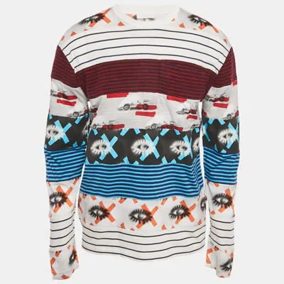 Pre-owned Prada Multicolor Multiprinted Cotton Knit Long Sleeve T-shirt M