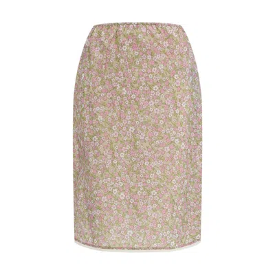 Prada Multicolor Nylon Midi Skirt In Neutral
