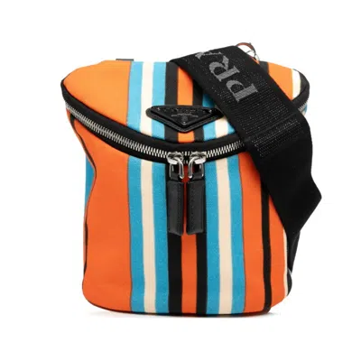 Pre-owned Prada Multi-color Orange Canvas Pouch Shoulder Bag () In Multi-color, Orange