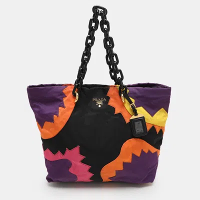 Pre-owned Prada Multicolor Patchwork Nylon Swing Tote