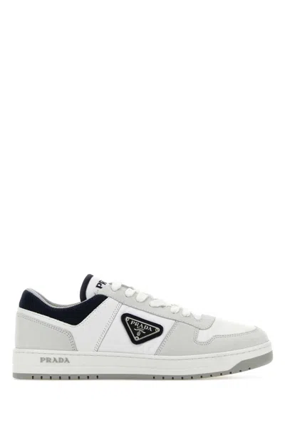 Prada Multicolor Re-nylon And Nubuck Downtown Trainers In Biancooltremare