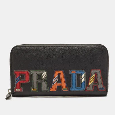 Pre-owned Prada Multicolor Saffiano Leather Zip Around Wallet