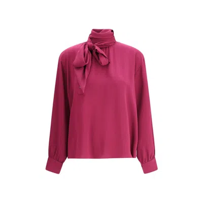 Prada Multicolor Silk Blouse In Pink