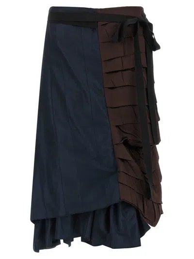 Prada Patchwork Silk Skirt In Multi