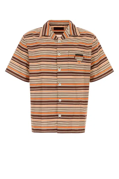 PRADA MULTICOLOR STRIPED BOWLING SHIRT