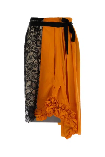 Prada Multicolor Taffeta Skirt In Orange