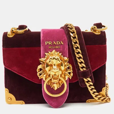 Pre-owned Prada Multicolor Velvet Lions Head Cahier Flap Shoulder Bag