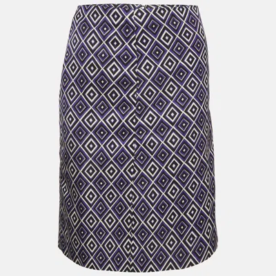 Pre-owned Prada Multicolour Geometric Print Silk Blend Pencil Skirt S