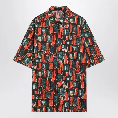 Prada Multicoloured Cotton Print Shirt In Orange