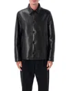 Prada Nappa Leather Jacket Shirt Collar Vents In Black