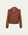 Prada Crocodile-embossed Leather Jacket In Cacao
