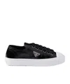 Prada Smash Naplak Leather Triangle Logo Low-top Sneakers In Black