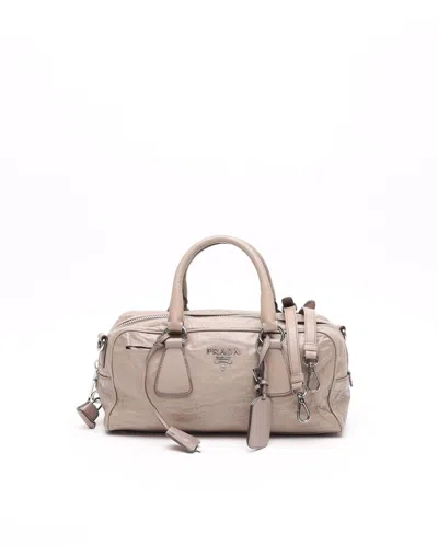 Prada Nappa Antique Boston Bag In Gray