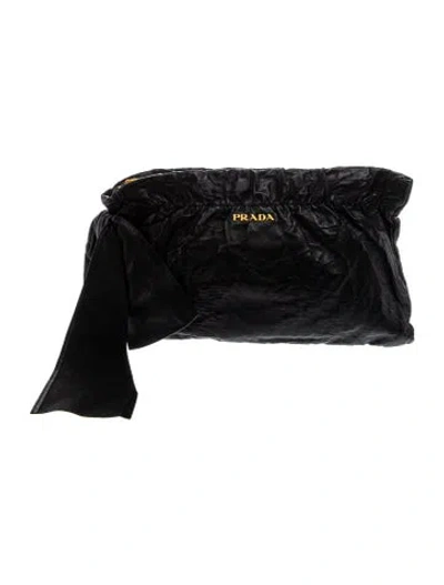 Pre-owned Prada Nappa Antique Leather Clutch In Black