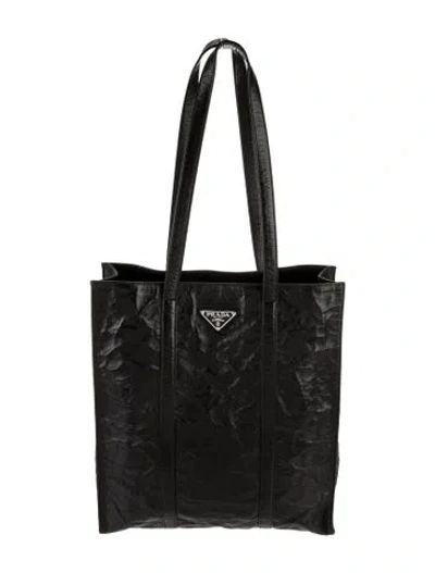 Pre-owned Prada Nappa Antique Leather Tote 2023 In Black