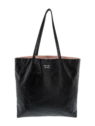Pre-owned Prada Nappa Antique Leather Tote In Black