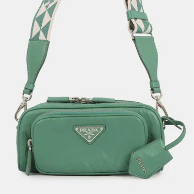 Pre-owned Prada Nappa Antique Shoulder Green Leather