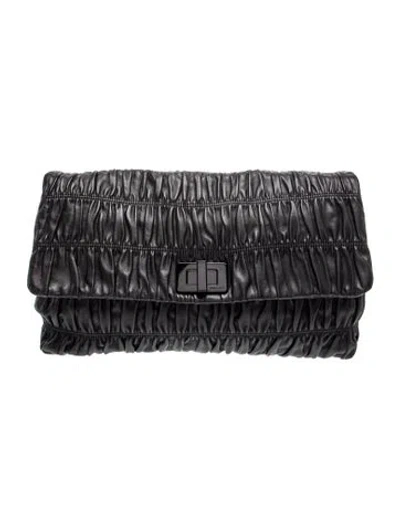 Pre-owned Prada Nappa Gaufre Leather Clutch In Black