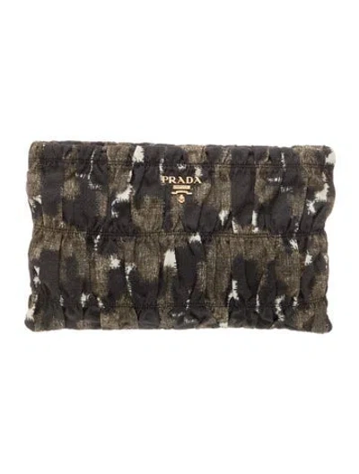 Pre-owned Prada Nappa Gaufre Leather Clutch In Multi