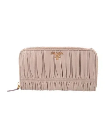 Pre-owned Prada Nappa Gaufre Leather Continental Wallet In Purple