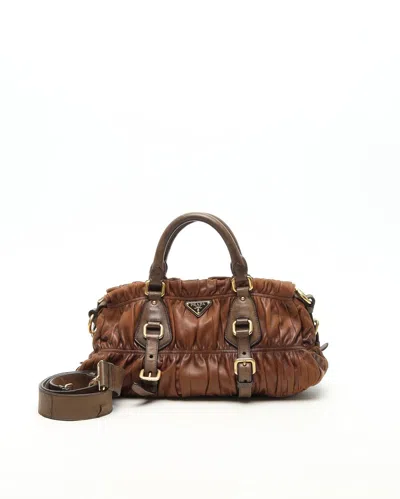 Prada Nappa Gaufre Tote Bag In Brown