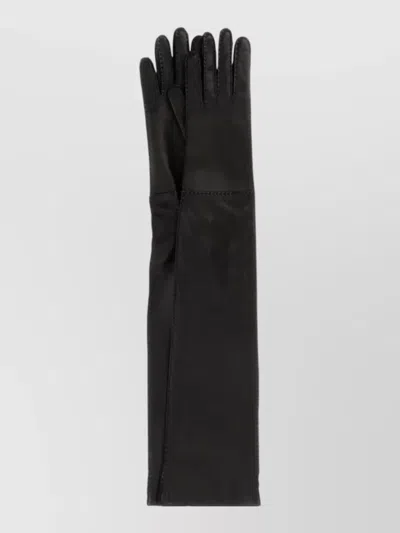 Prada Nappa Gloves Long Length Smooth Texture Stitching In Black