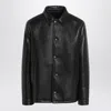 Prada Nappa Leather Jacket Shirt Collar Vents In Black