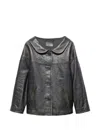 Prada Nappa Leather Single-breasted Jacket In Gray