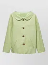 Prada Nappa Jacket Long Sleeves Notched Collar In Green