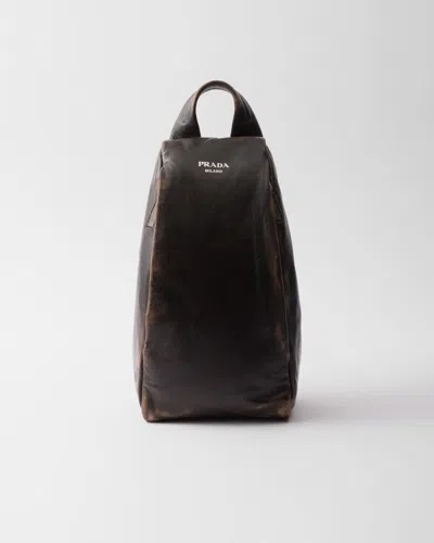 Prada Nappa Leather Backpack In Dark Brown