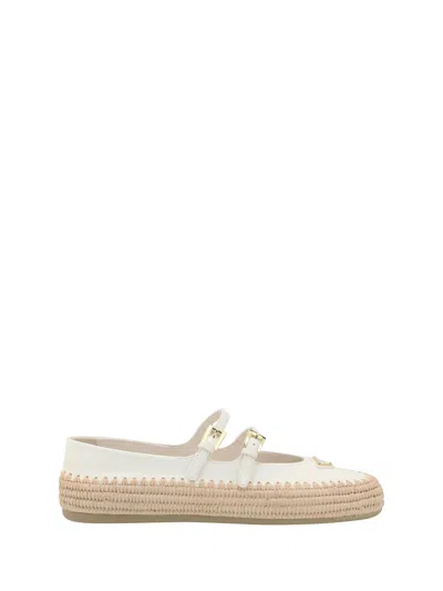 Prada Nappa Leather Ballerinas In White