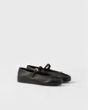 Prada Leather Ballerina Shoes In Black