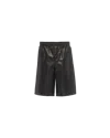 Prada Leather Bermuda Shorts In Black