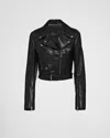 Prada Long-sleeved Zipper Leather Jacket In Black