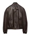 Prada Nappa Leather Bomber Jacket In Brown
