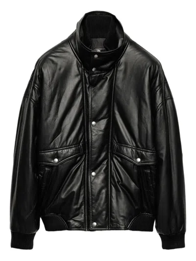 Prada Nappa Leather Bomber Jacket In Black