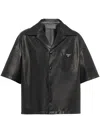 Prada Nylon Gabardine Short Sleeve Shirt In Black
