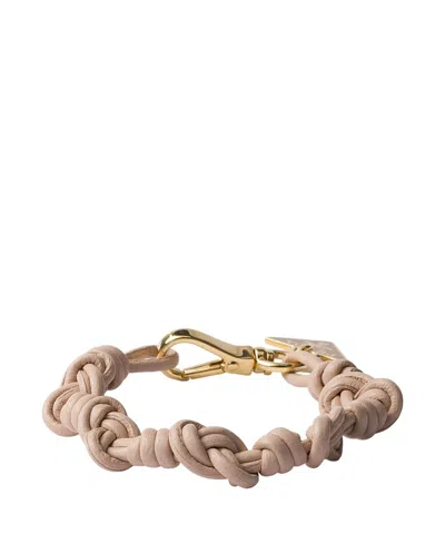Prada Nappa Leather Bracelet In Neutral