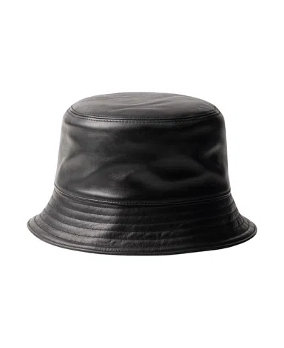 Prada Nappa Leather Bucket Hat In Black