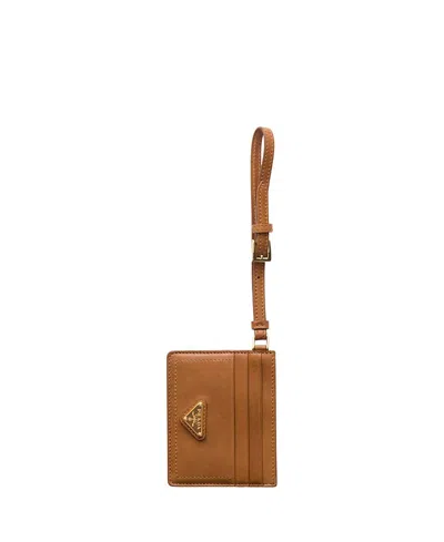 Prada Nappa Leather Card Holder In Brown