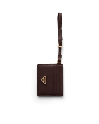 Prada Nappa Leather Card Holder In Sienna