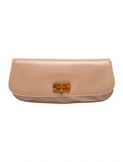 Pre-owned Prada Nappa Leather Clutch In Neutral