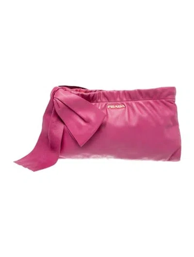 Pre-owned Prada Nappa Leather Clutch In Pink