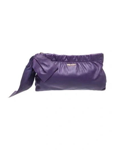 Pre-owned Prada Nappa Leather Clutch In Purple