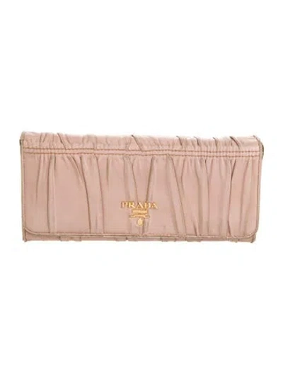 Pre-owned Prada Nappa Leather Continental Wallet In Neutral