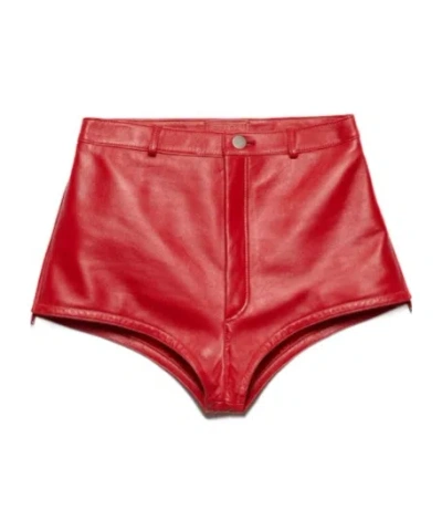 Prada Nappa Leather Culottes In Red
