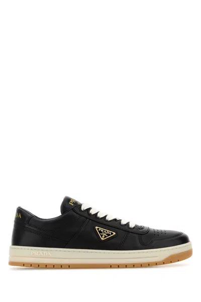 Prada Nappa Leather Downtown Sneakers For Women In Black