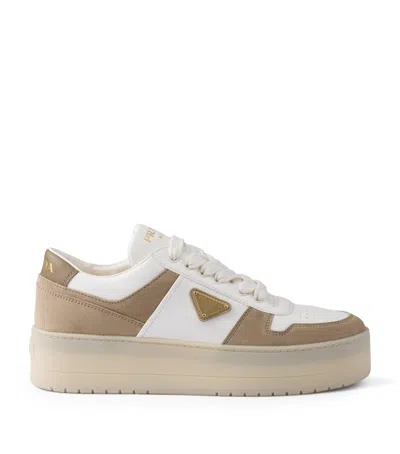 Prada Nappa Leather Downtown Sneakers In Neutral